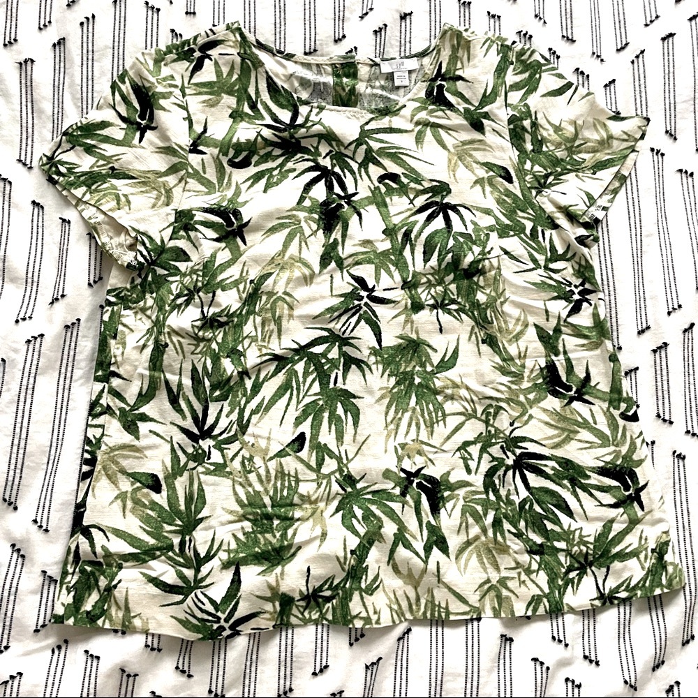 J.Jill Bamboo Print Button back top